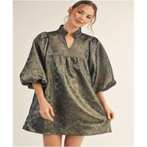 J01-Gold Babydoll Dress